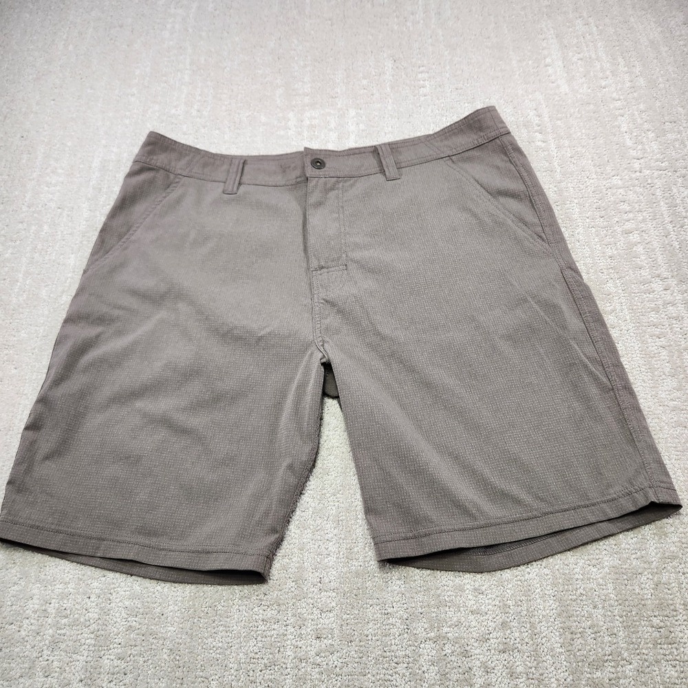 PrAna Shorts Men 38 Hybridizer Green Hybrid Performance Chino Vented Quick Dry